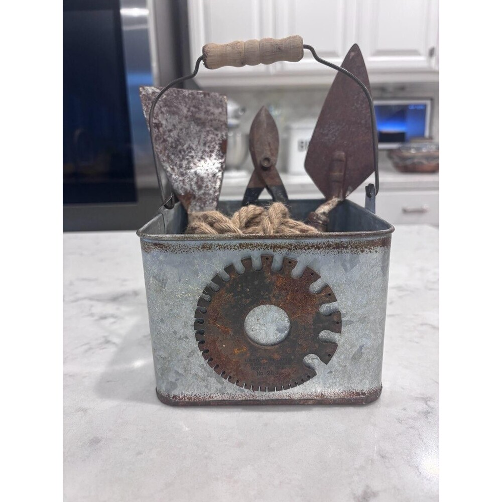 Vintage Tools Vignette Rustic Farmhouse Decor Metal Tool Caddy Hand Selected Dis